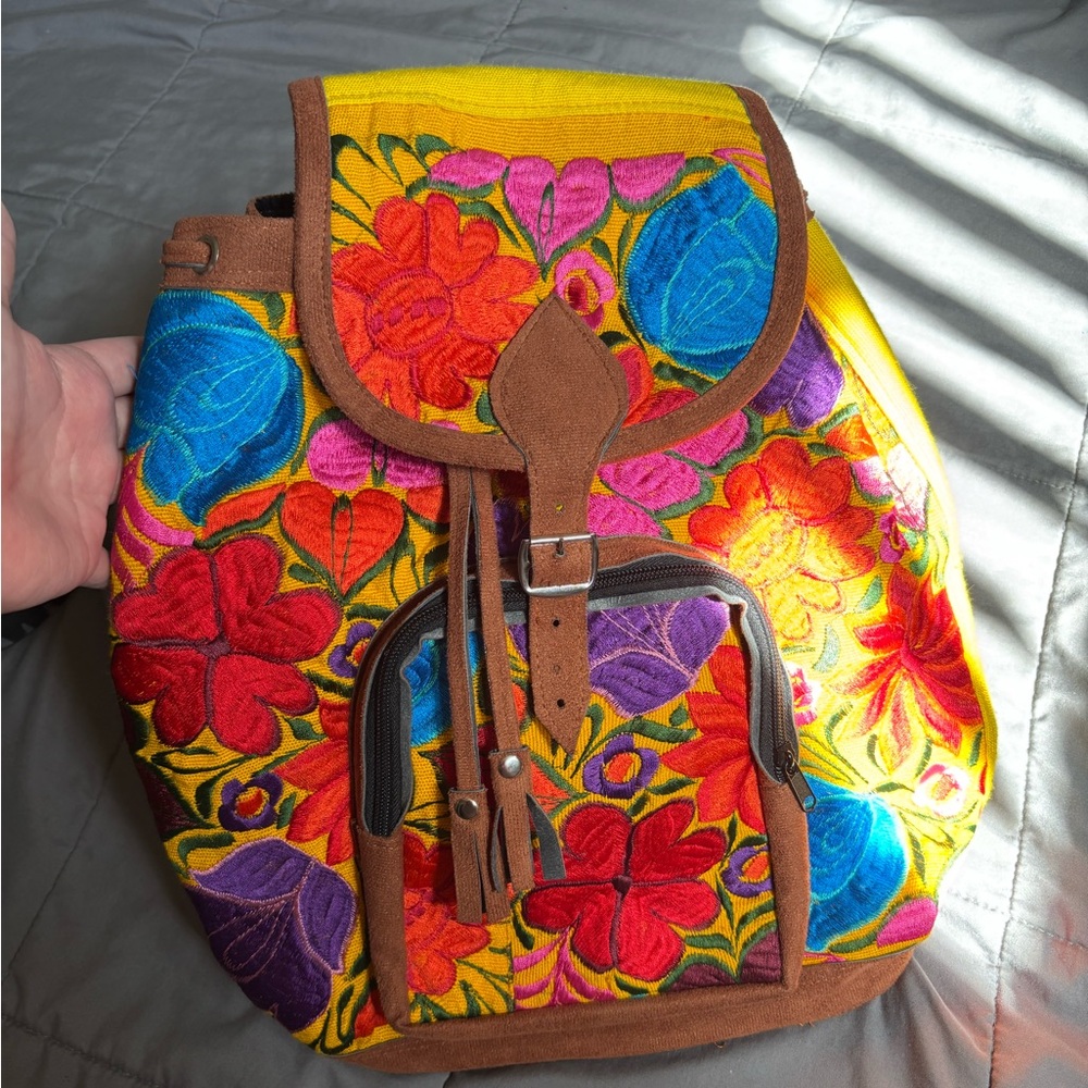 Colorful Embroidered Women's Backpack - Picture 2 of 4